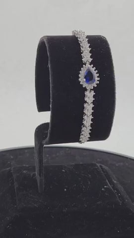 Sapphire Cascade Silver Set
