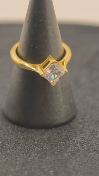 Golden Spark Solitaire Ring