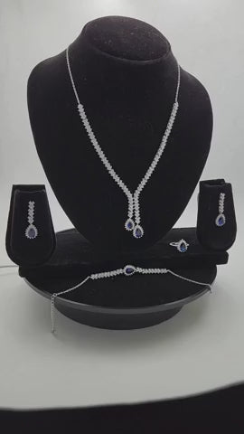 Sapphire Cascade Silver Set