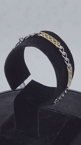 Men's Regal Grid Link Silver Bracelet