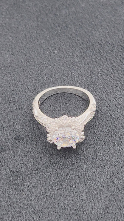 Aurora Petal Solitaire Silver Ring