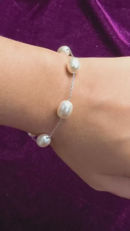 Pearl Cascade Silver Bracelet