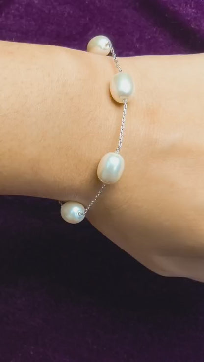 Pearl Cascade Silver Bracelet