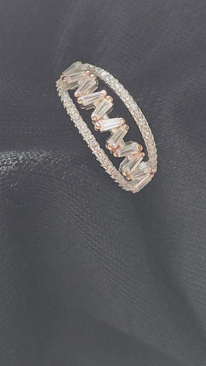 Royal Baguette Crown Silver Ring