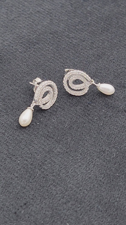 Pearl Teardrop Halo Pendant Set